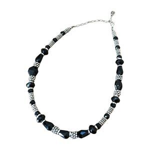 Y2K Napier Black Faceted Beads & Silver Tone Necklace